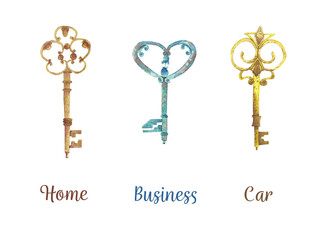 Home, business, and car keys card