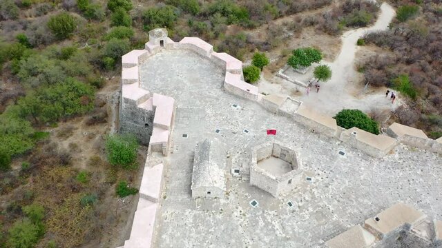 triangle shaped Ali Pasha's castle located in Porto Palermo Albanian riviera