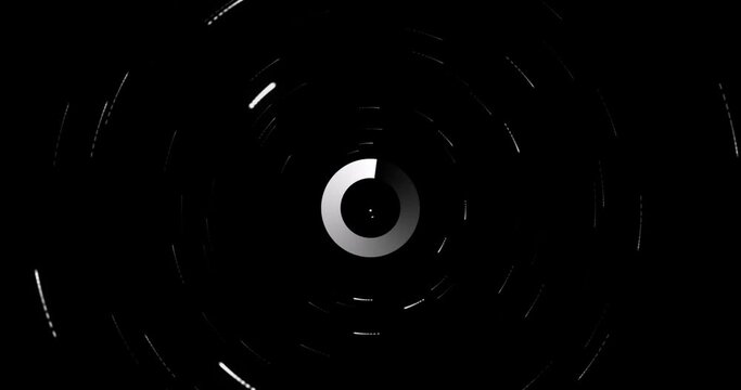 Animation of data loading ring on black background