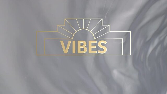 Animation of vibes text on gray background
