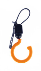 Plastic hooks isolated on white background.