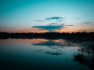 sunset over the lake