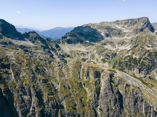 Aerial view of Rila Mountain near The Camel peak, Bulgaria