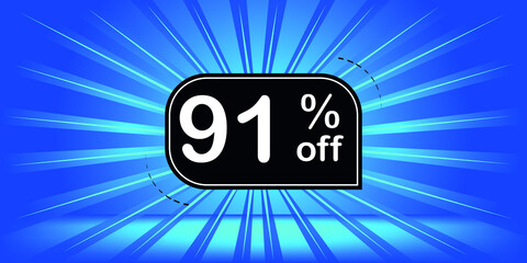 91% off - blue and black banner - discount banner for big sales.