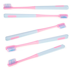 Set of toothbrush isolated on a white background.