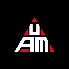 Obraz na płótnie Canvas UAM triangle letter logo design with triangle shape. UAM triangle logo design monogram. UAM triangle vector logo template with red color. UAM triangular logo Simple, Elegant, and Luxurious Logo. UAM 