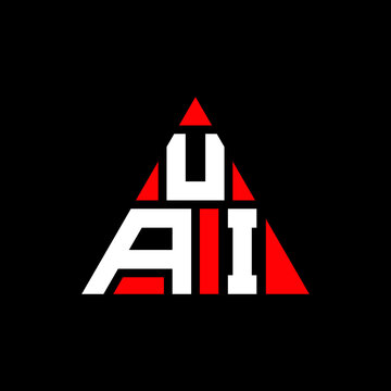 UAI triangle letter logo design with triangle shape. UAI triangle logo design monogram. UAI triangle vector logo template with red color. UAI triangular logo Simple, Elegant, and Luxurious Logo. UAI 