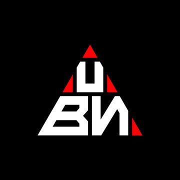 UBN triangle letter logo design with triangle shape. UBN triangle logo design monogram. UBN triangle vector logo template with red color. UBN triangular logo Simple, Elegant, and Luxurious Logo. UBN 