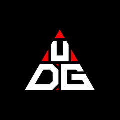 UDG triangle letter logo design with triangle shape. UDG triangle logo design monogram. UDG triangle vector logo template with red color. UDG triangular logo Simple, Elegant, and Luxurious Logo. UDG 