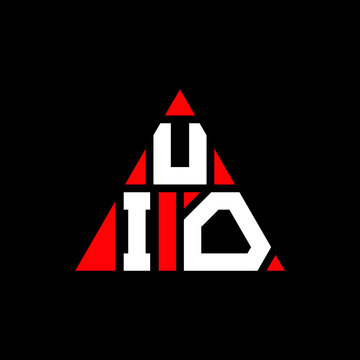 UIO triangle letter logo design with triangle shape. UIO triangle logo design monogram. UIO triangle vector logo template with red color. UIO triangular logo Simple, Elegant, and Luxurious Logo. UIO 