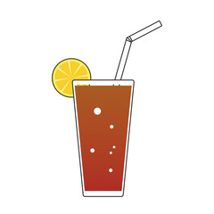 グラスに入ったレモンティー ストロー カラー