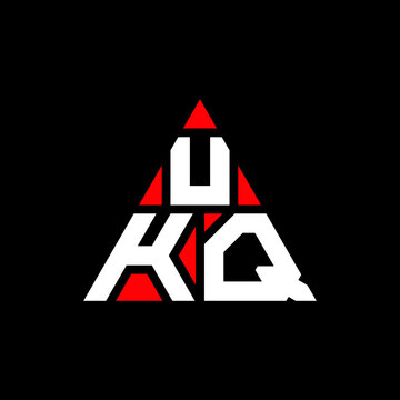UKQ triangle letter logo design with triangle shape. UKQ triangle logo design monogram. UKQ triangle vector logo template with red color. UKQ triangular logo Simple, Elegant, and Luxurious Logo. UKQ 