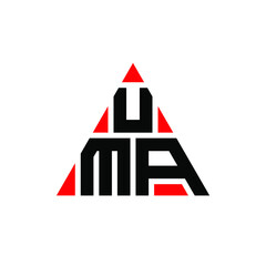 Obraz na płótnie Canvas UMA triangle letter logo design with triangle shape. UMA triangle logo design monogram. UMA triangle vector logo template with red color. UMA triangular logo Simple, Elegant, and Luxurious Logo. UMA 