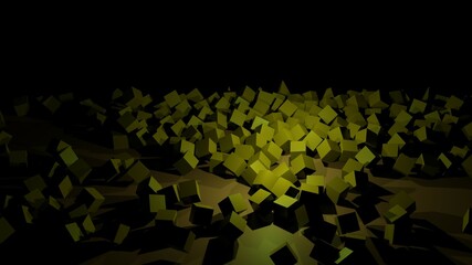 abstract, light green box illustration spread on dark background, 3d render, suitable for design elements themed geometric, social, business, celebration, art, education, unique and modern