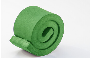 green foam roll.  eva sponge foam isolated on white background. for bearings, impact resistors,...