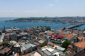 The view of the city Istanbul from the Galata tower