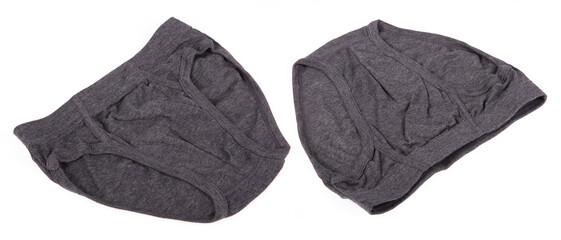 Set of Grey Men Underwear Panties isolated on white background.