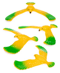 Collection of Toy gravity balance Bird eagle isolated on white background.