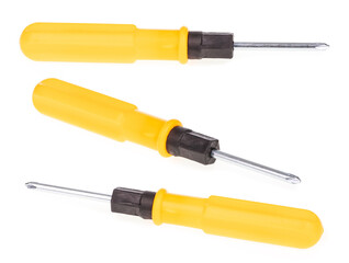 Set of Flat-Head Screwdriver isolated on white background.
