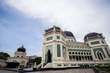 Masjid Raya Al-Mashun, The grand mosque of Medan City. Landmark and the biggest mosque in Medan, North Sumatra, Indonesia.