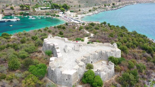 triangle shaped Ali Pasha's castle located in Porto Palermo Albanian riviera
