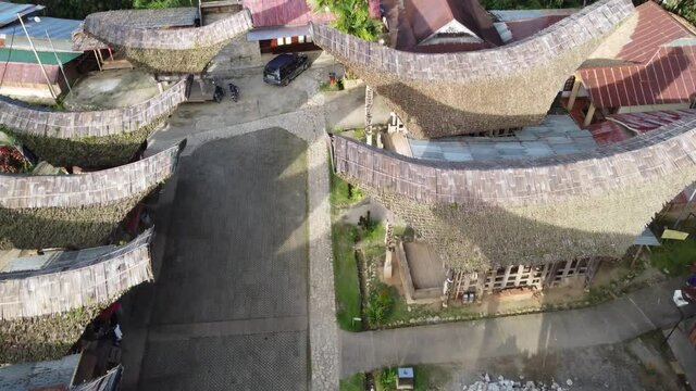 North Toraja, South Sulawesi, Indonesia - Aerial Drone View of Kete Kesu - Oldest Traditional Ancient Village Tongkonan
