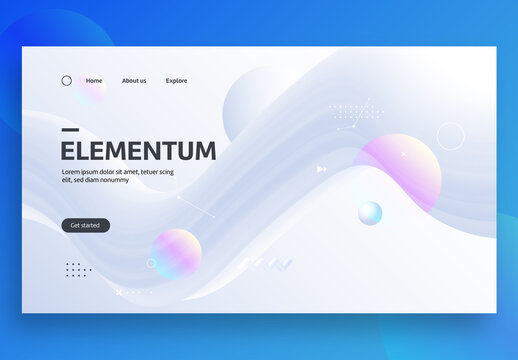 Website Landing Page Layout with Gradients Shapes