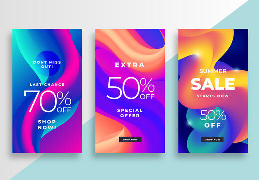 Social Media Sale Post Layout with Gradient Wavy Shapes
