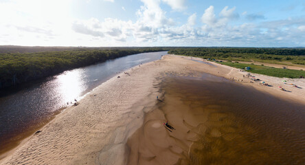 Imagem aérea da Praia do Porto de Sauipe, localizada a 108 km de Salvador, no município de Entre Rios, Bahia, Brasil