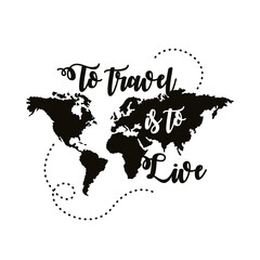 travel lettering with continents