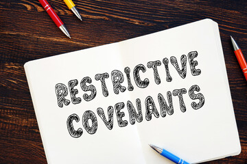 Business concept meaning Restrictive Covenants with phrase on the piece of paper.