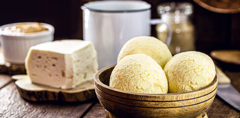 Brazilian cheese bread, typical Minas Gerais state cheese biscuit, served hot