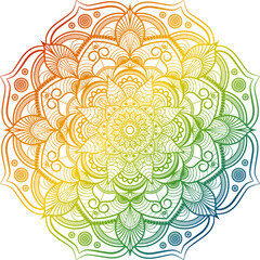 Round gradient mandala on white isolated background.  Beautiful round pattern. Vintage decorative element. Ethnic round ornament. Vector.