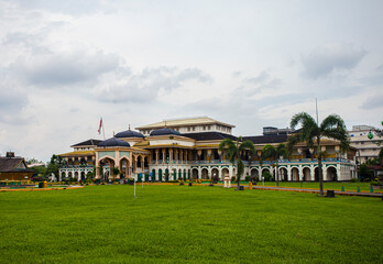 Obraz premium Maimun Palace (Istana Maimoon) is the palace of the Deli Sultanate which is one of the icons of Medan City, North Sumatra, Indonesia. Istana Maimoon is a popular tourist destination in Medan City.