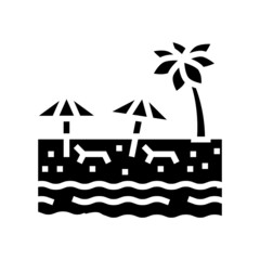 beach sandy resort glyph icon vector. beach sandy resort sign. isolated contour symbol black illustration