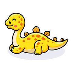 Cute little stegosaurus cartoon lying down