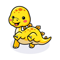 Cute little stegosaurus cartoon posing