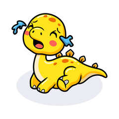 Cute little stegosaurus dinosaur cartoon crying
