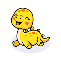 Cute little stegosaurus dinosaur cartoon