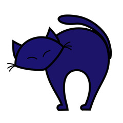 ねこのシンプルなかわいいイラスト。横向きバージョン。