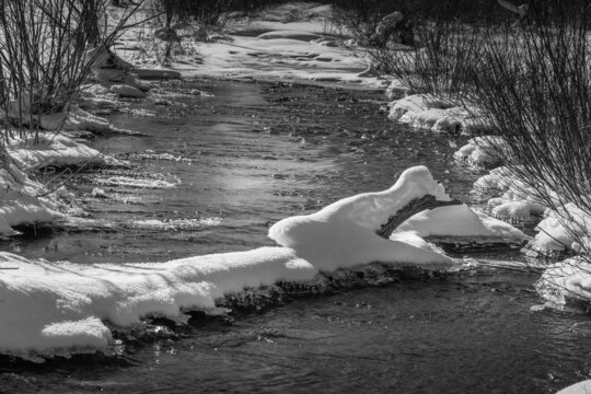 Beautiful frozon crystal icy river