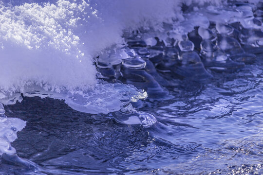 Beautiful frozon crystal icy river