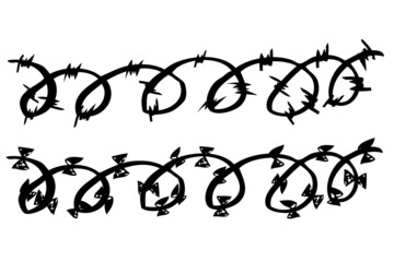 Vector Set sketch of seam Horizontal Barbed Wire