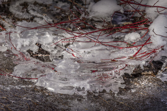 Beautiful frozon crystal icy river
