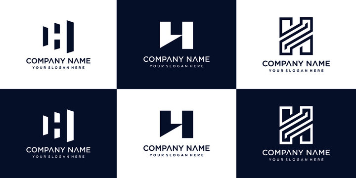 set of creative letter h logo design template