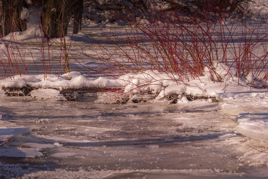 Beautiful frozon crystal icy river