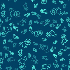 Green line Traditional brewing vessels in brewery icon isolated seamless pattern on blue background. Beer brewing process. Distillery plant, brewery. Vector