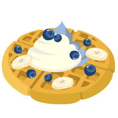 waffle with blueberry and whipcream