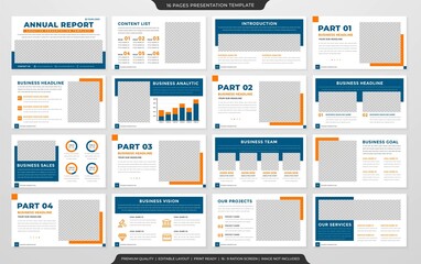 set of business presentation simple style with clean and simple layout use for business annual report