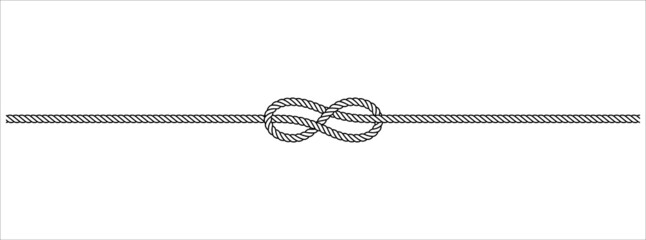 Horizontal beautiful rope tie vector illustration. Rope lace line vector. Pretty rope knot form. - obrazy, fototapety, plakaty